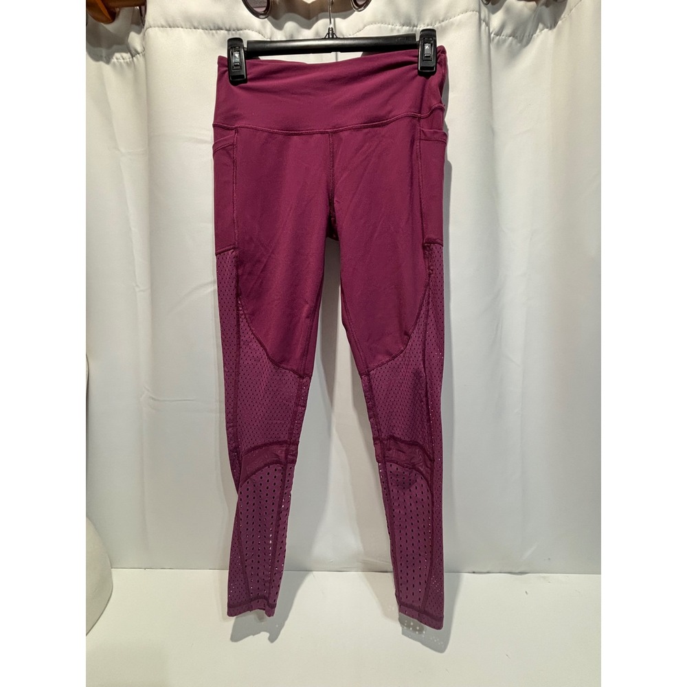 Victoria Sport Leggings Womens Small Plum Knockout Mesh Pocket Activewear
